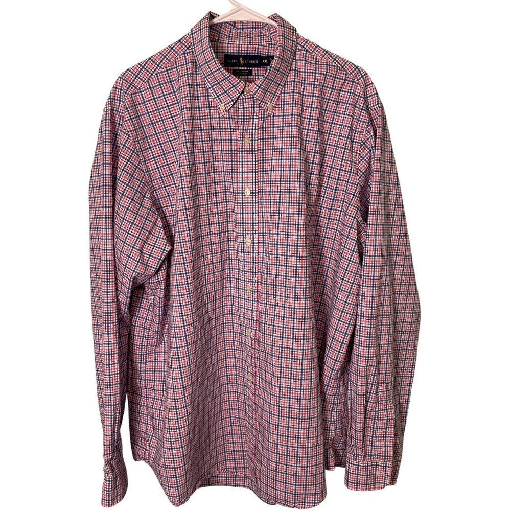 Polo Ralph Lauren‎ Shirt XXL Button Down Long Sleeve Pink Stretch Pony Preppy